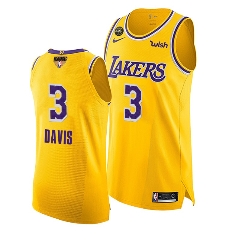 Men's Los Angeles Lakers Anthony Davis #3 NBA Social justice Authentic 2020 G1 G4 Finals Gold Basketball Jersey AQK2783WT